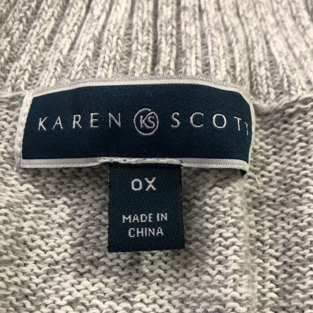 NEW Karen Scott Marled Shawl Collar Tunic Sweater, Size 0X, Gray White